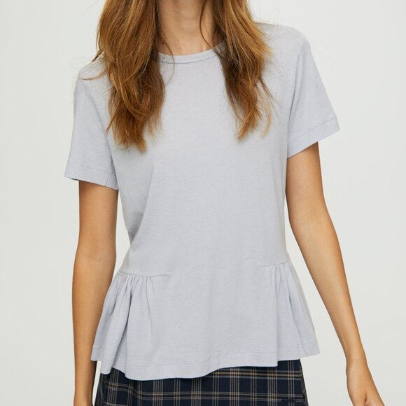 Aritzia Sunday Best Peplum Tee dove grey large - Picture 1 of 4